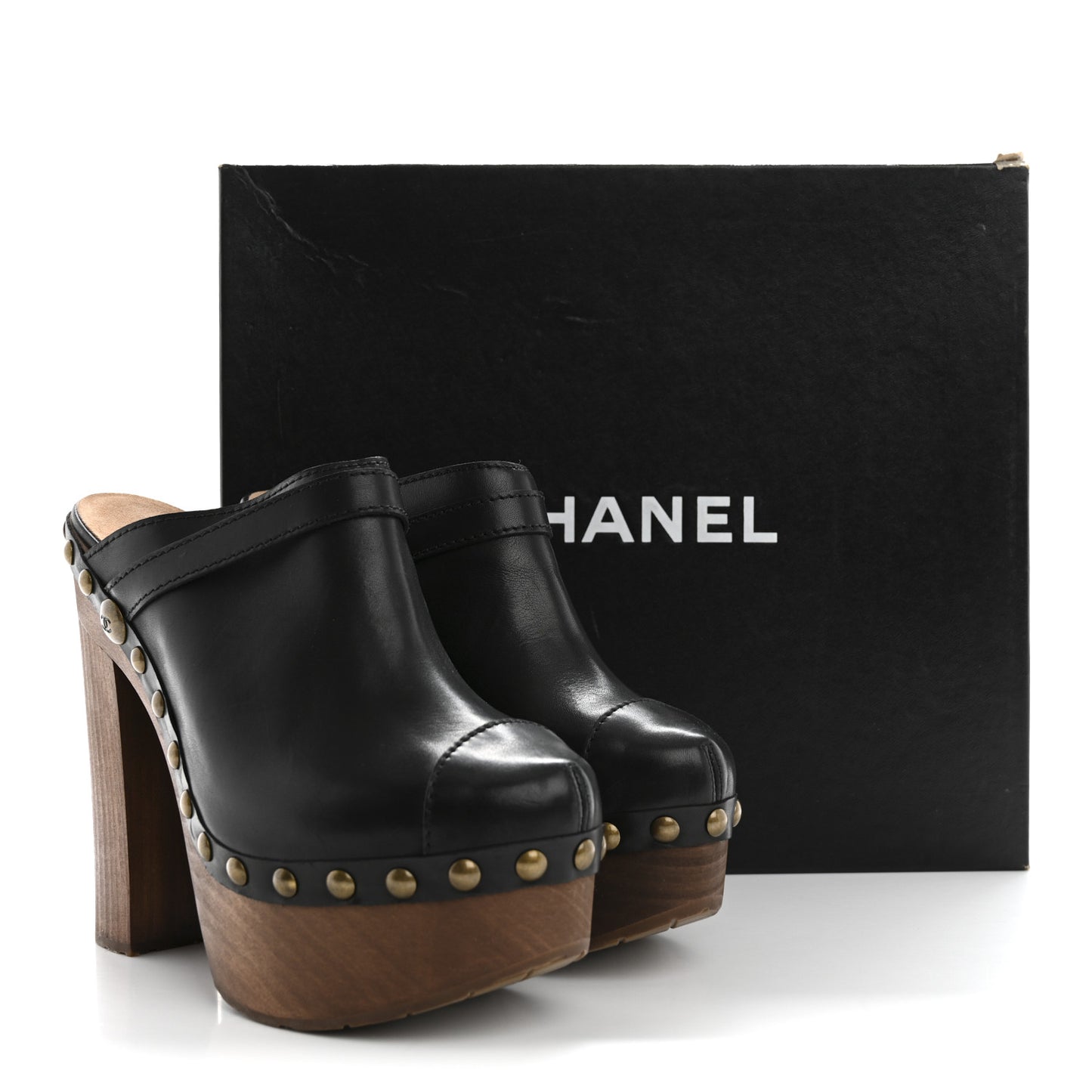 Calfskin Studded Clog 38 Black