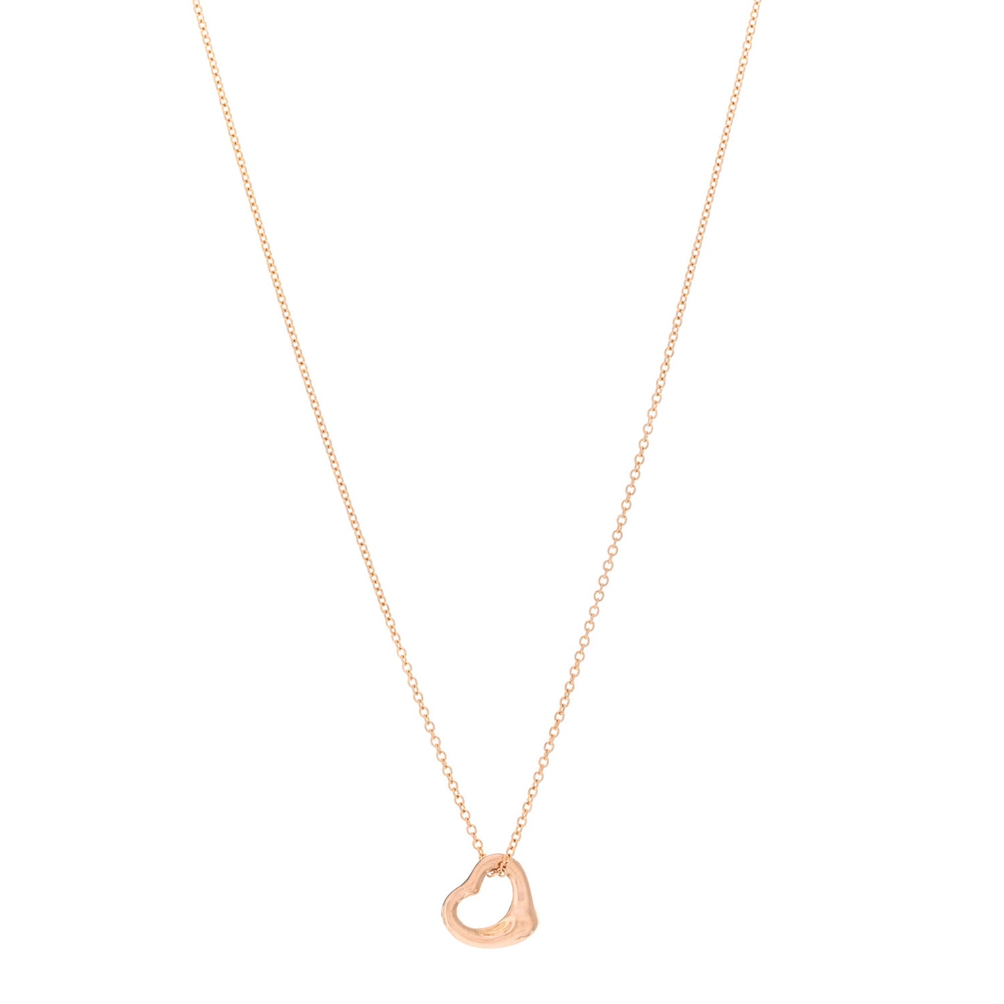 18K Rose Gold 11mm Elsa Peretti Open Heart Pendant Necklace