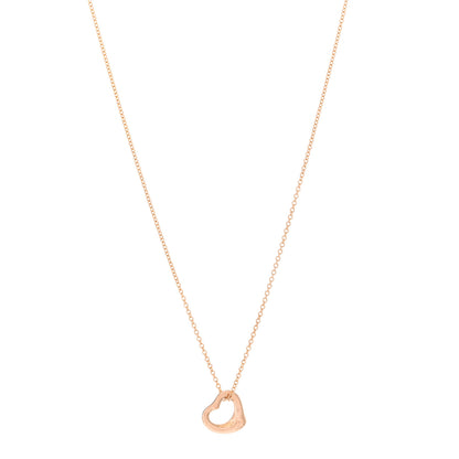 Tiffany 18K Rose Gold 11mm Elsa Peretti Open Heart Pendant Necklace 1 of 3