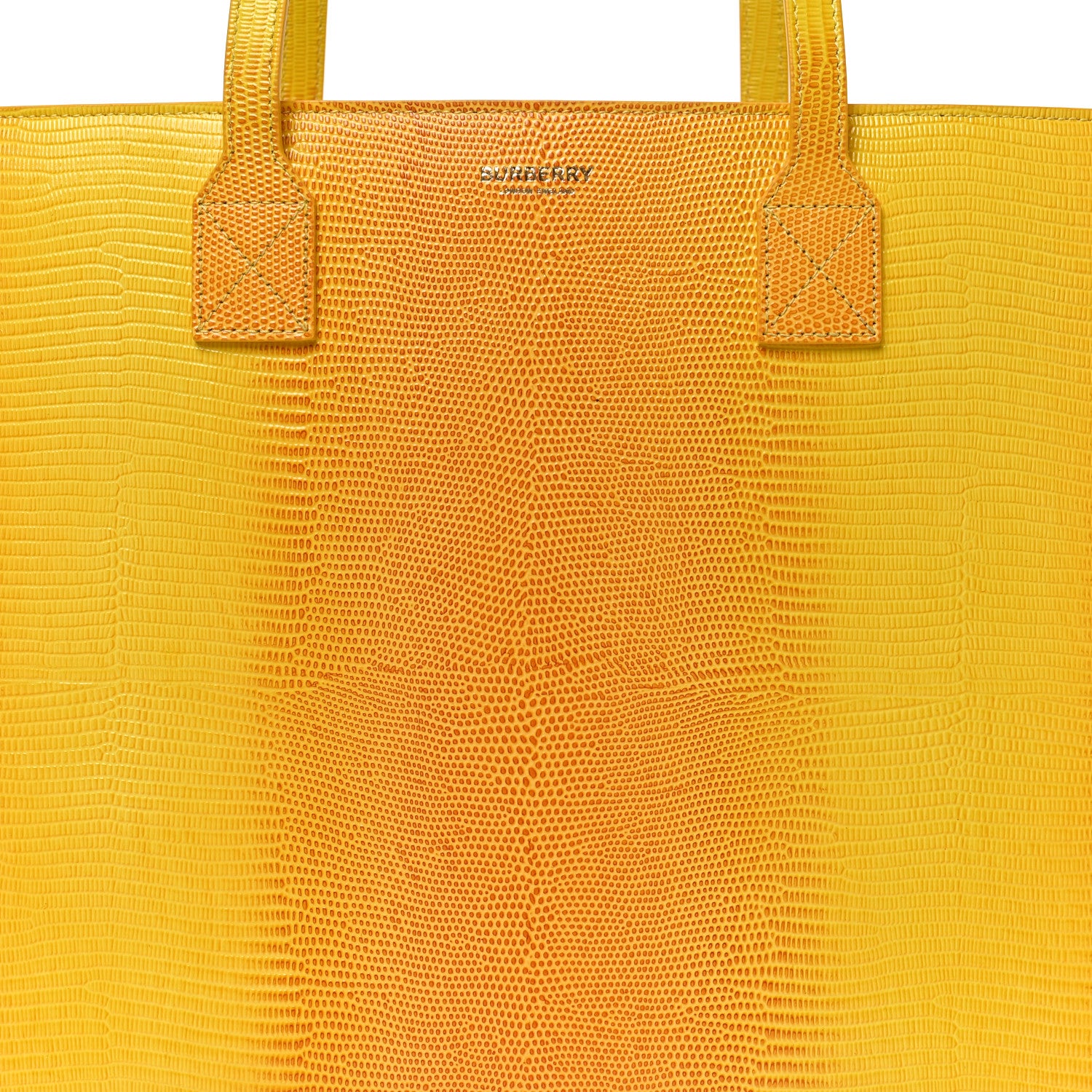 新品Burberry's 革イエローケース BXL21-865-43 Burberry Calfskin Lizard Embossed Medium London Tote Marigold