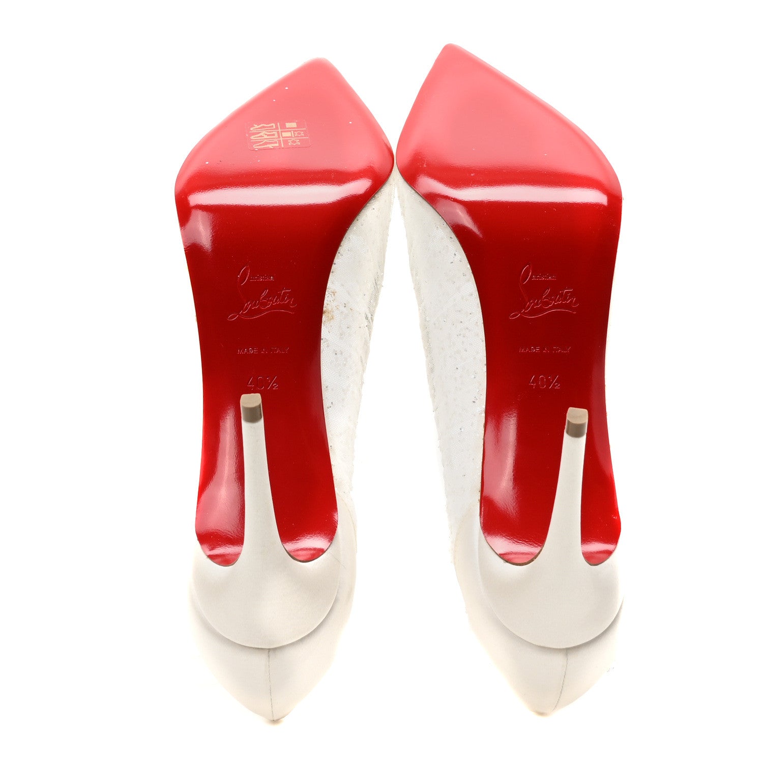 Christian Louboutin Tulle Glitter Satin Kate Draperia 85 Pumps 40.5 White 6 of 7