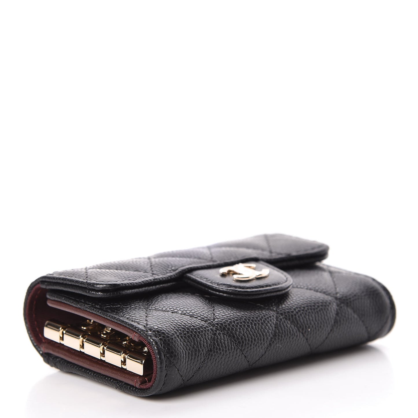 Caviar Quilted Classic 4 Key Holder Wallet Black