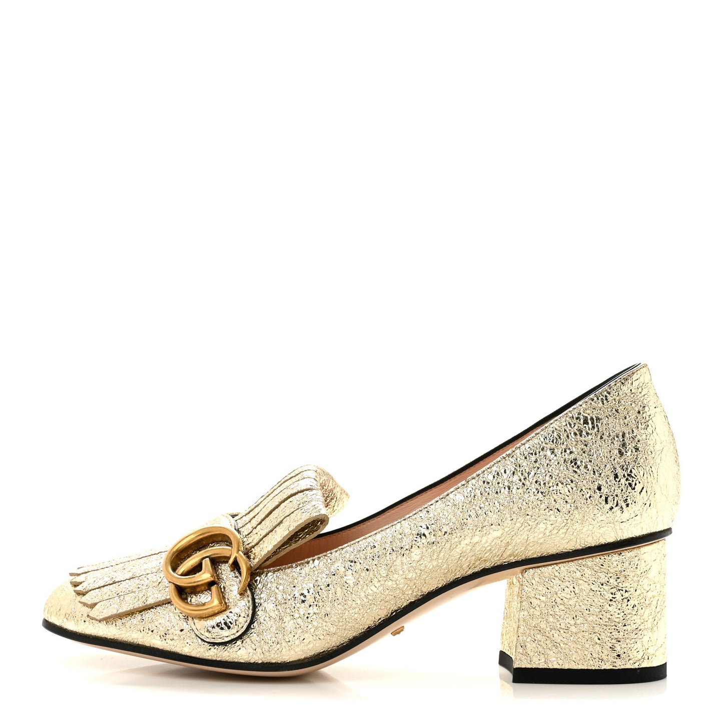 Galassia GG Marmont Fringe 50mm Loafer Pumps 37 Platino