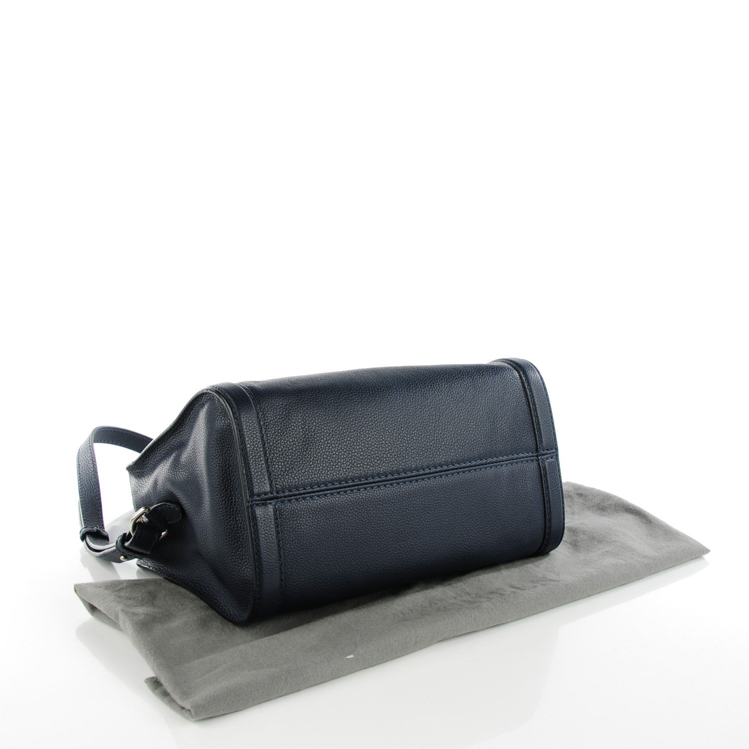 Alexander McQueen Pebbled Calfskin Small Skull Padlock Zip Around Tote Navy 4 of 7
