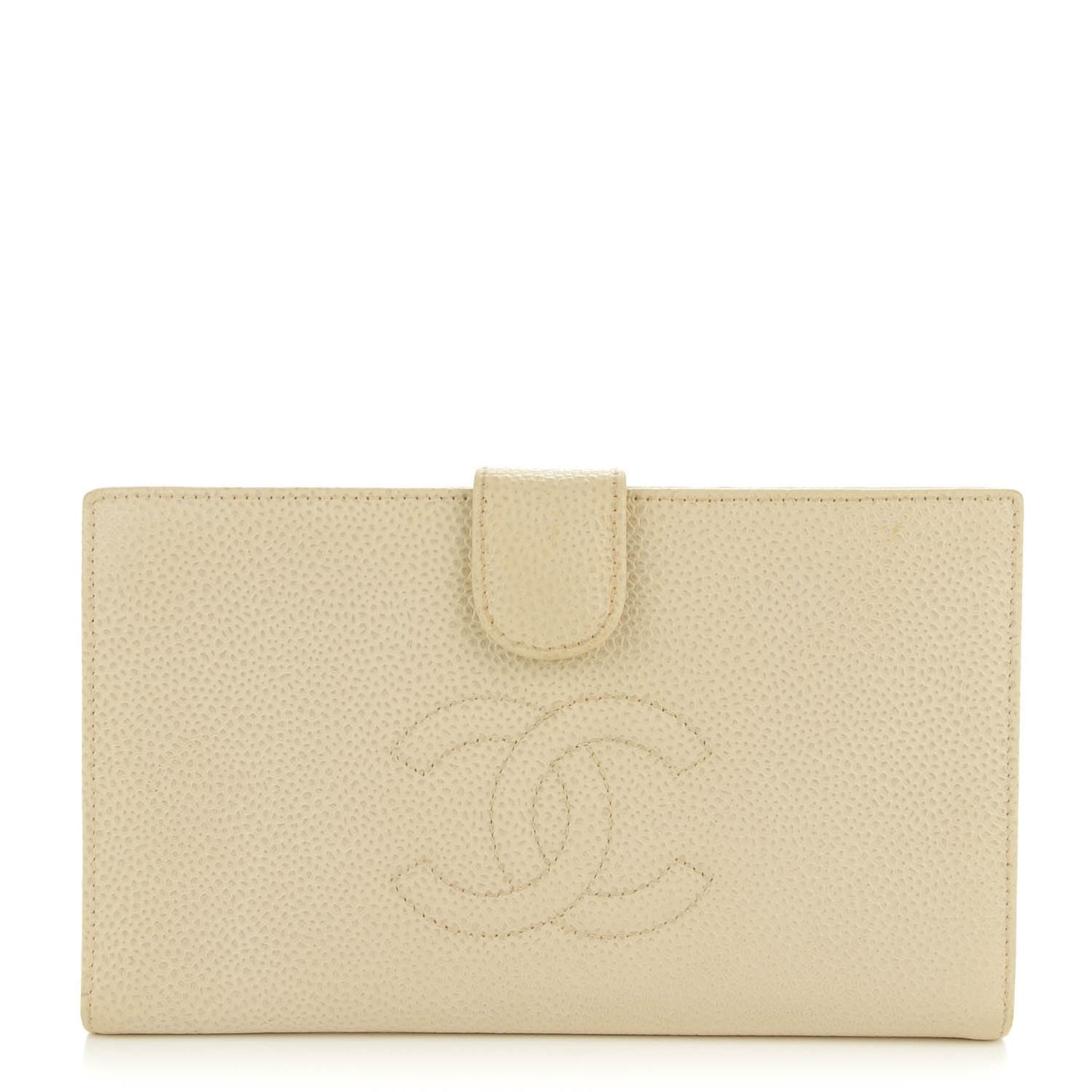 Caviar Timeless CC French Wallet Beige Clair