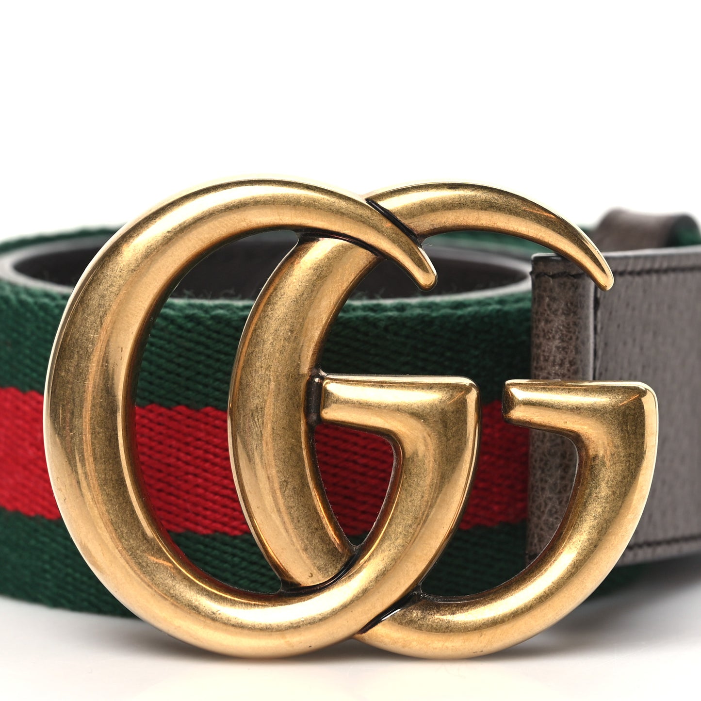 Nylon Textured Dollar Calfskin Double G Web 40mm Belt 80 32 Green Red Dark Cocoa