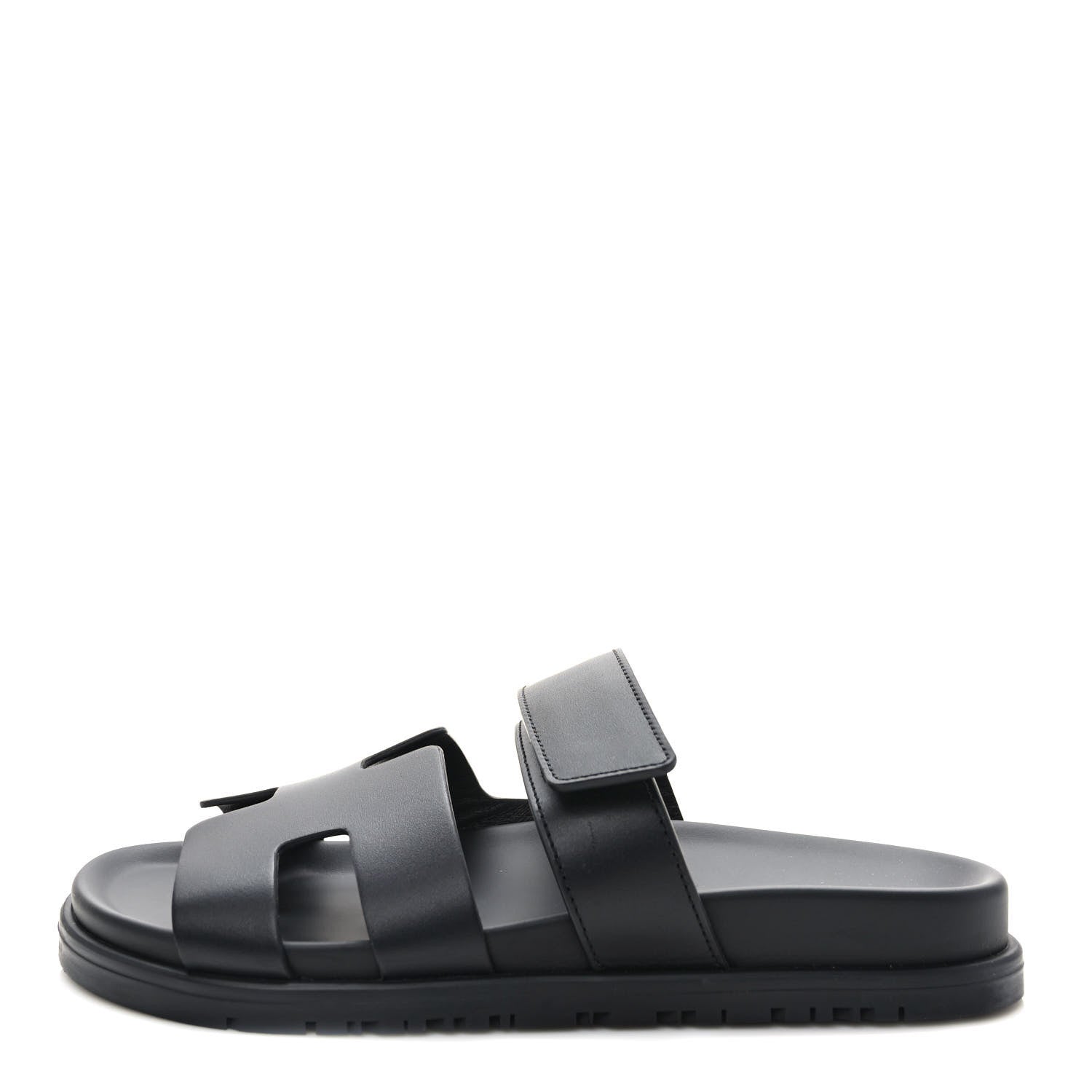 Hermes Calfskin Womens Chypre Sandals 36.5 Black 1 of 9