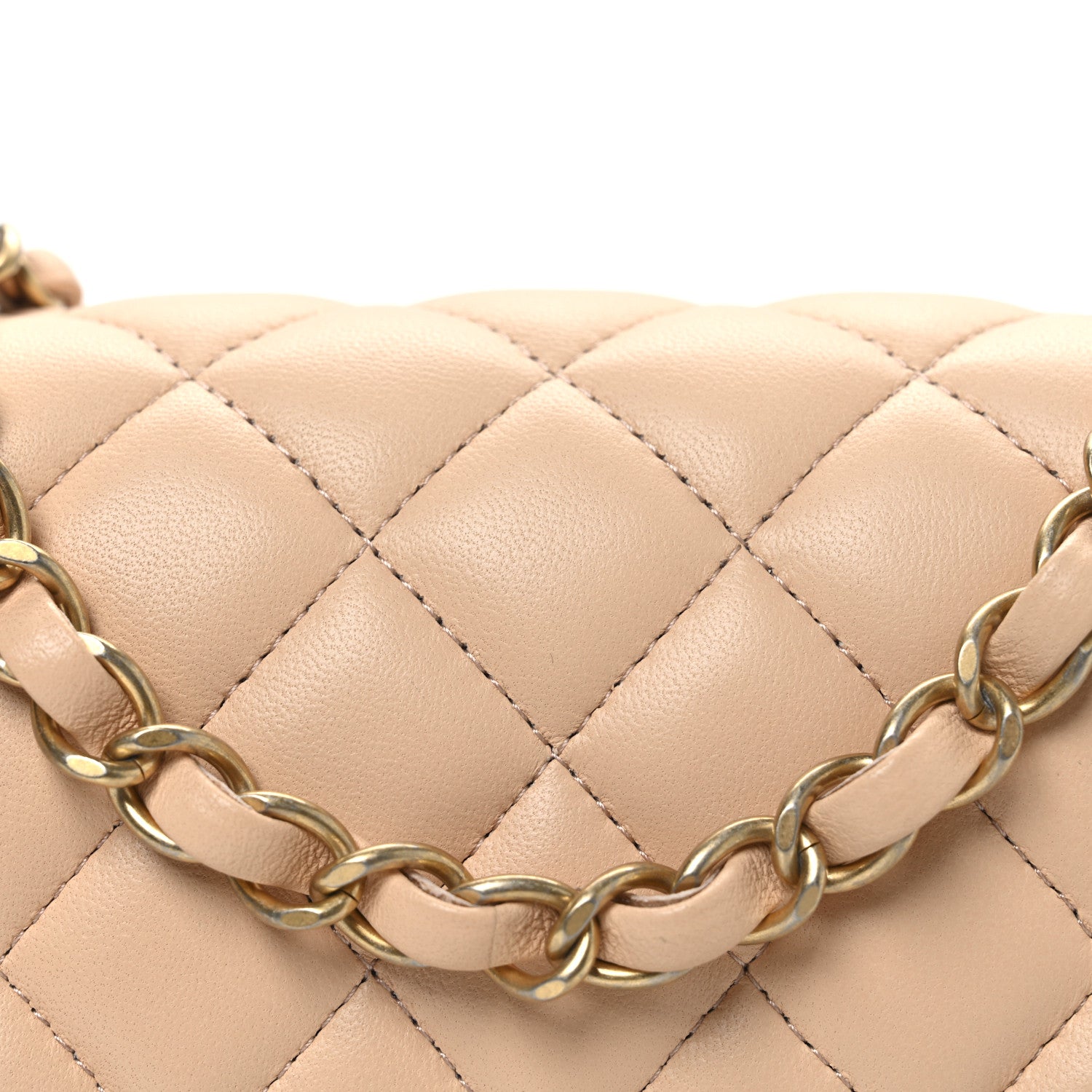 Chanel Lambskin Quilted Mini Rectangular Flap Beige 8 of 10