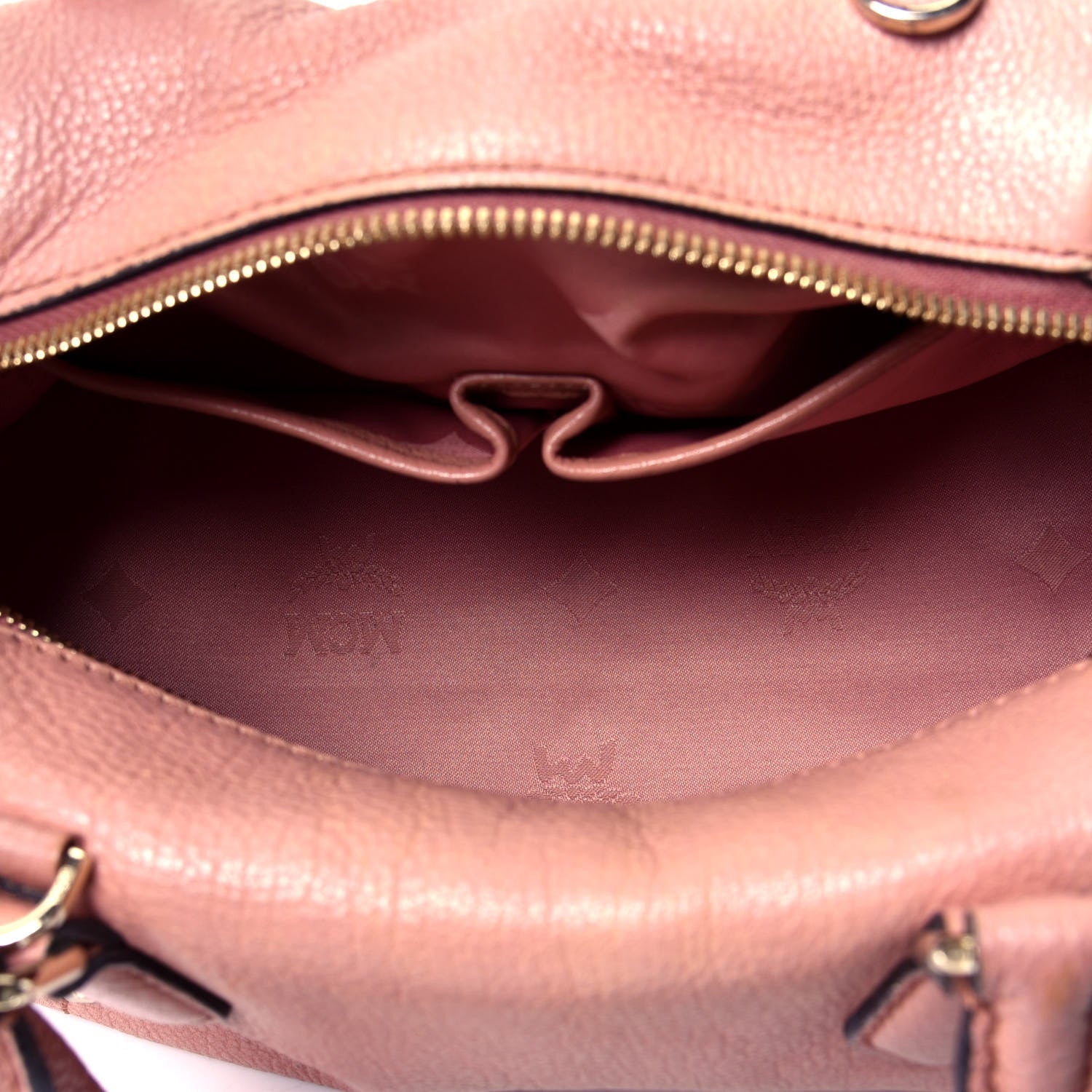 MCM Calfskin Bowler Bag Pink 4 of 4