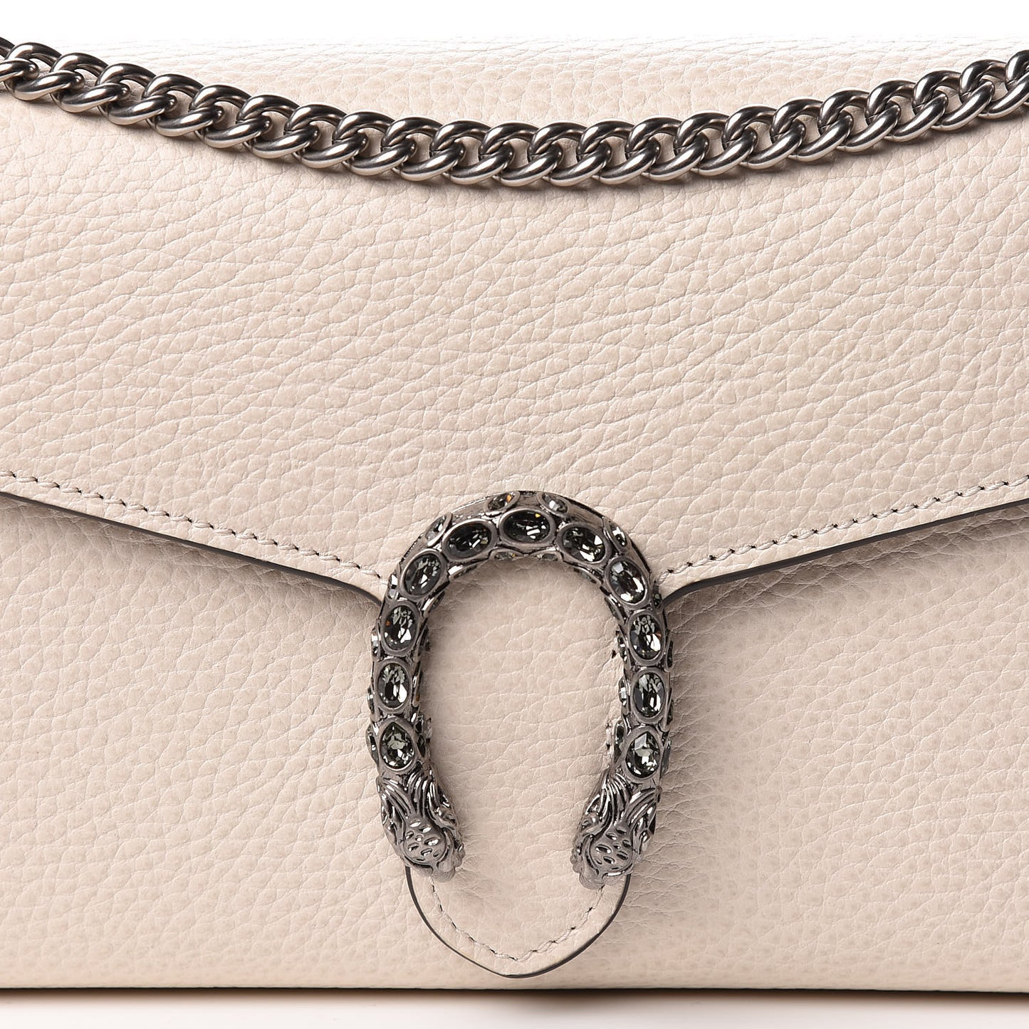 Dollar Calfskin Mini Dionysus Chain Wallet Mystic White