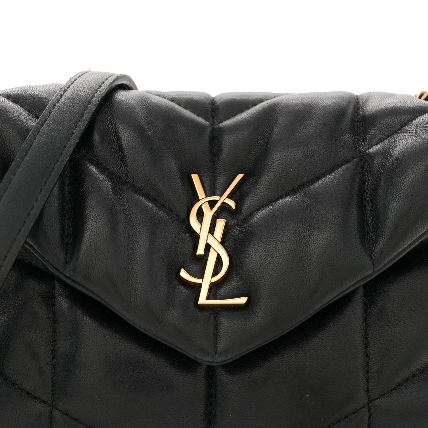 Lambskin Quilted Toy Loulou Puffer Monogram Chain Satchel Black