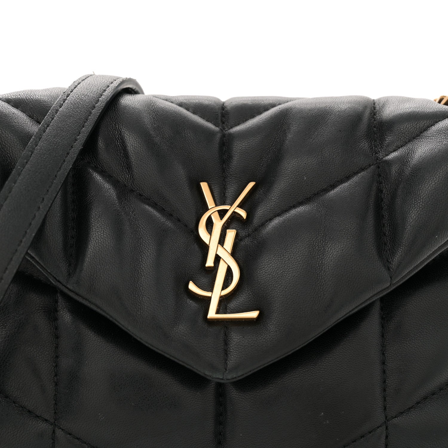 Saint Laurent Lambskin Quilted Toy Loulou Puffer Monogram Chain Satchel Black 8 of 13