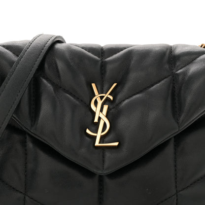 Saint Laurent Lambskin Quilted Toy Loulou Puffer Monogram Chain Satchel Black 8 of 13