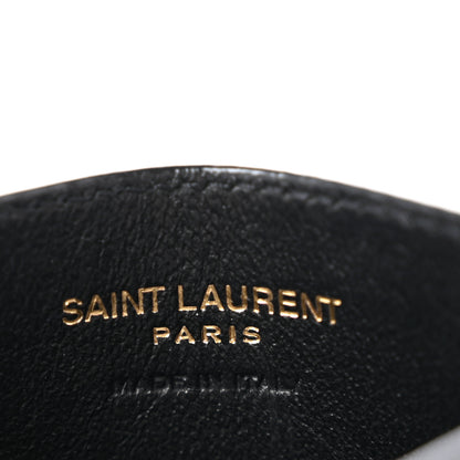 Saint Laurent Grain De Poudre Matelasse Chevron Monogram Credit Card Case Black 6 of 11