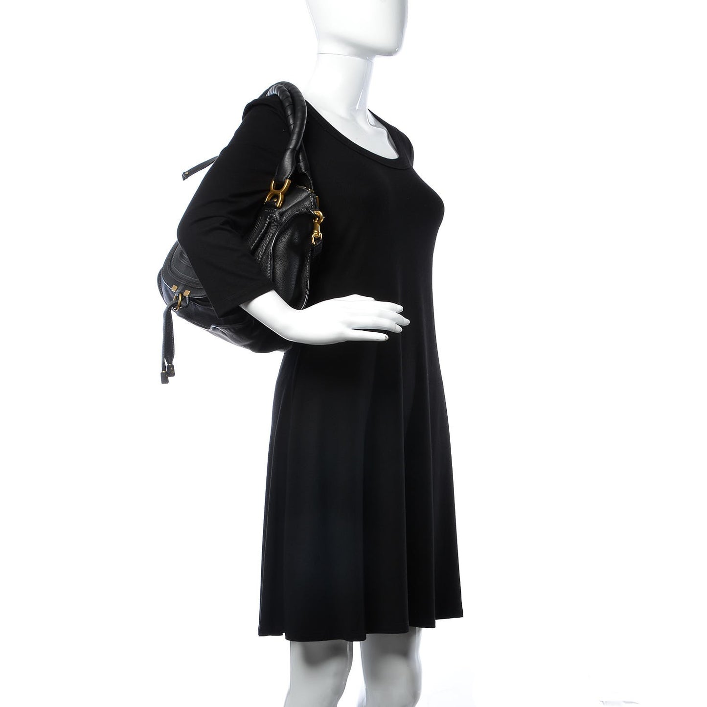 Calfskin Medium Marcie Satchel Black