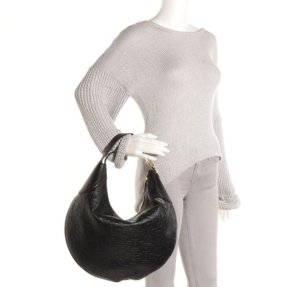 Gucci Leather Horsebit Embossed Glam Hobo Black 2 of 7