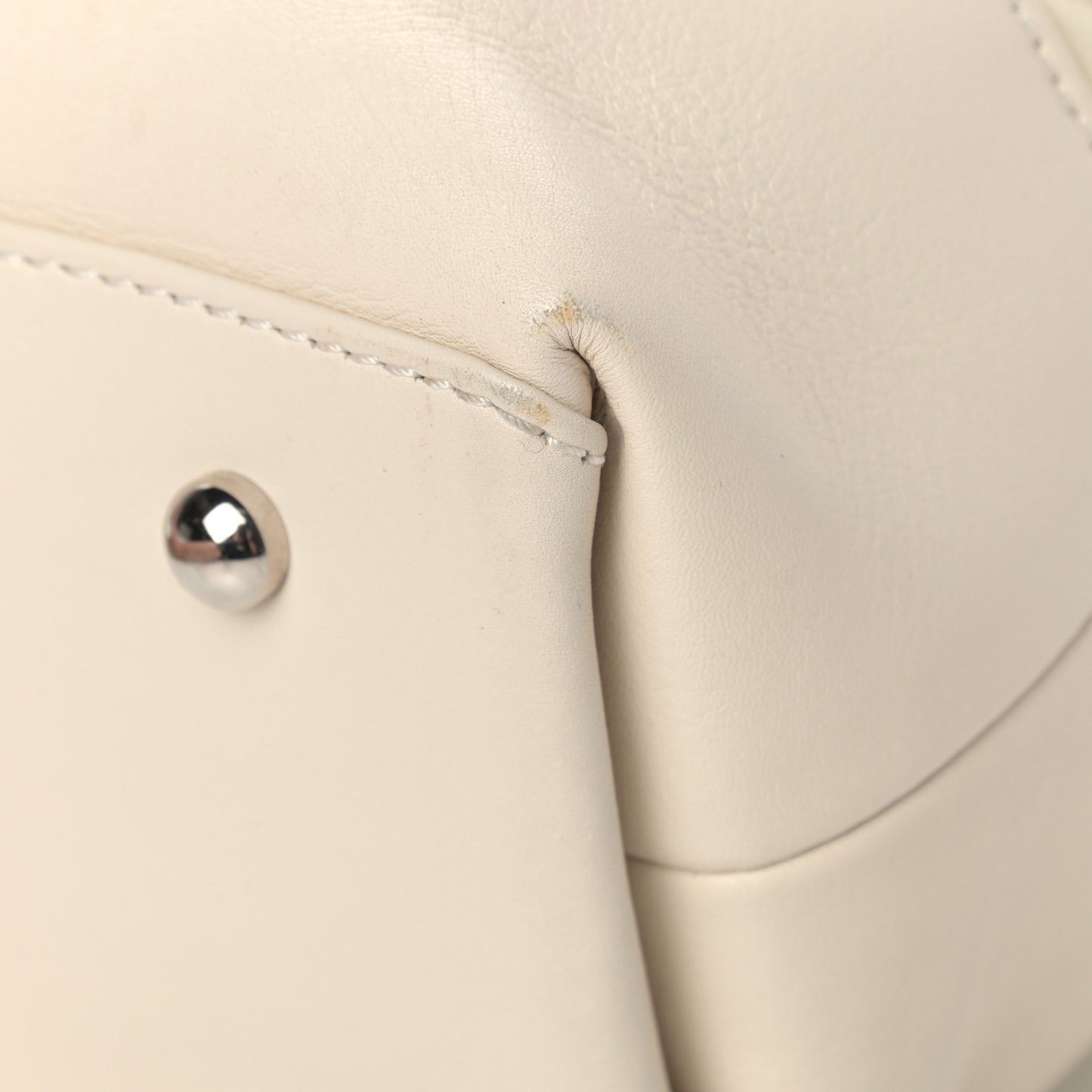 Aged Calfskin Quilted Be CC Tote Dark White