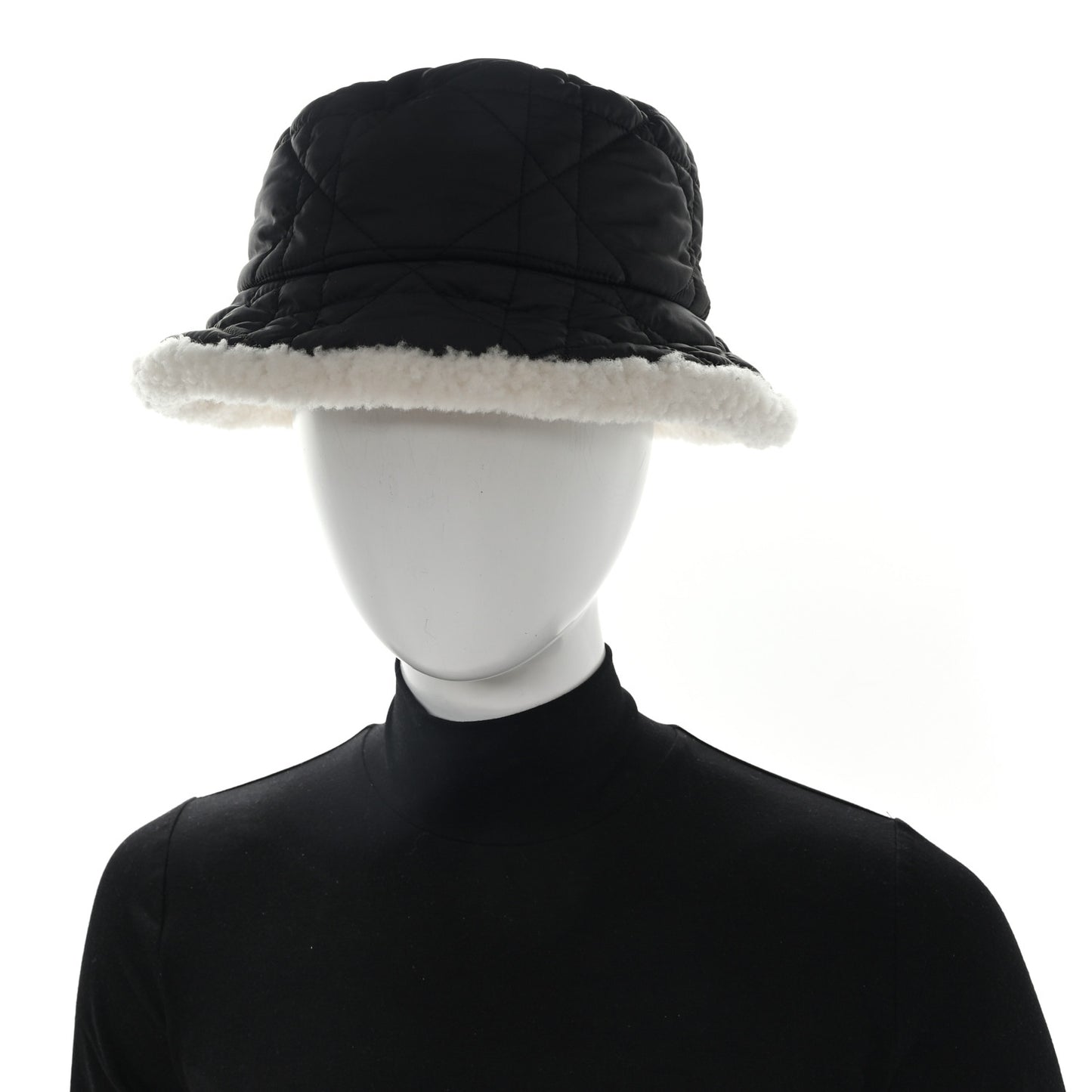 Nylon Shearling Cannage D-Bobby Bucket Hat 59 Black Ecru