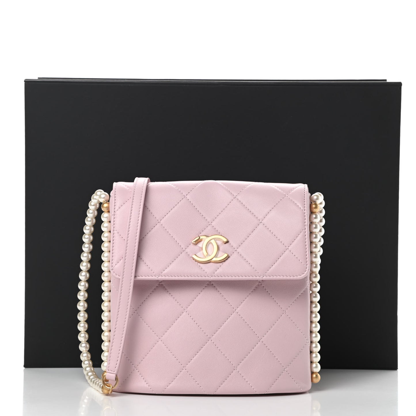 Calfskin Quilted Pearl Small About Pearls Hobo Bag Light Pink