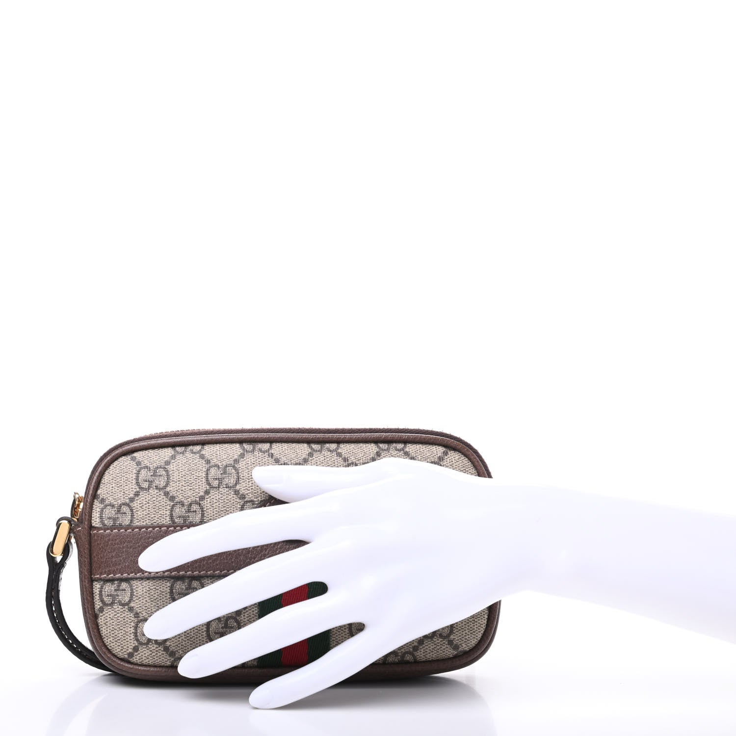 Gucci GG Supreme Monogram Ophidia Phone Case Wristlet Brown 2 of 9