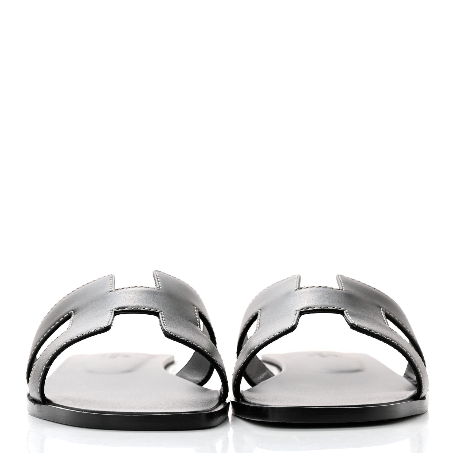 Hermes Box Calfskin Oran Sandals 38 Black 2 of 11