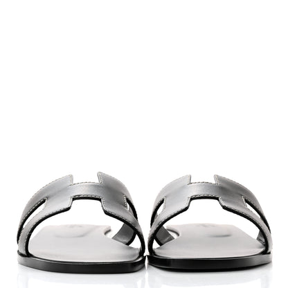 Hermes Box Calfskin Oran Sandals 38 Black 2 of 11