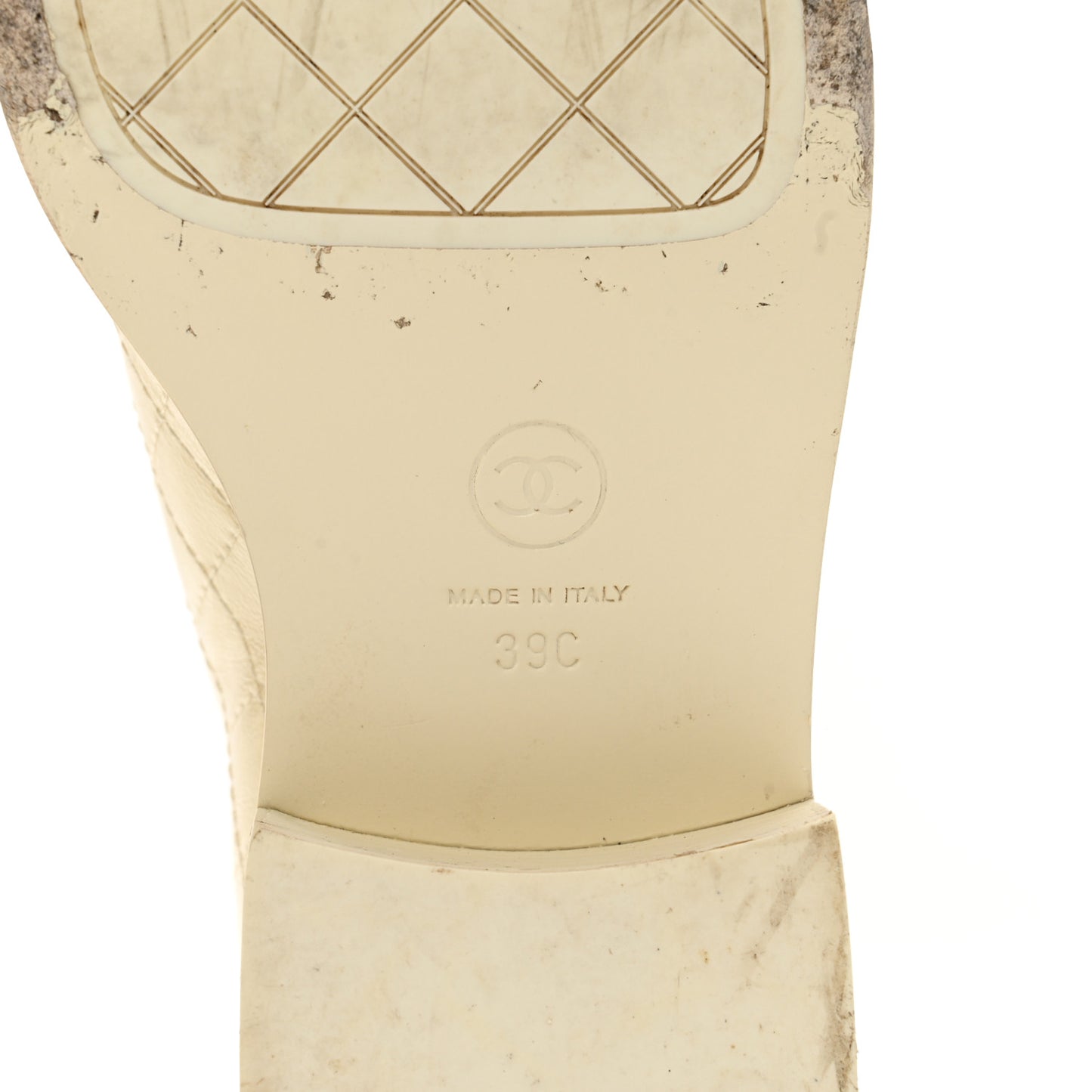 Calfskin Stitched CC Loafers 39 Ivory