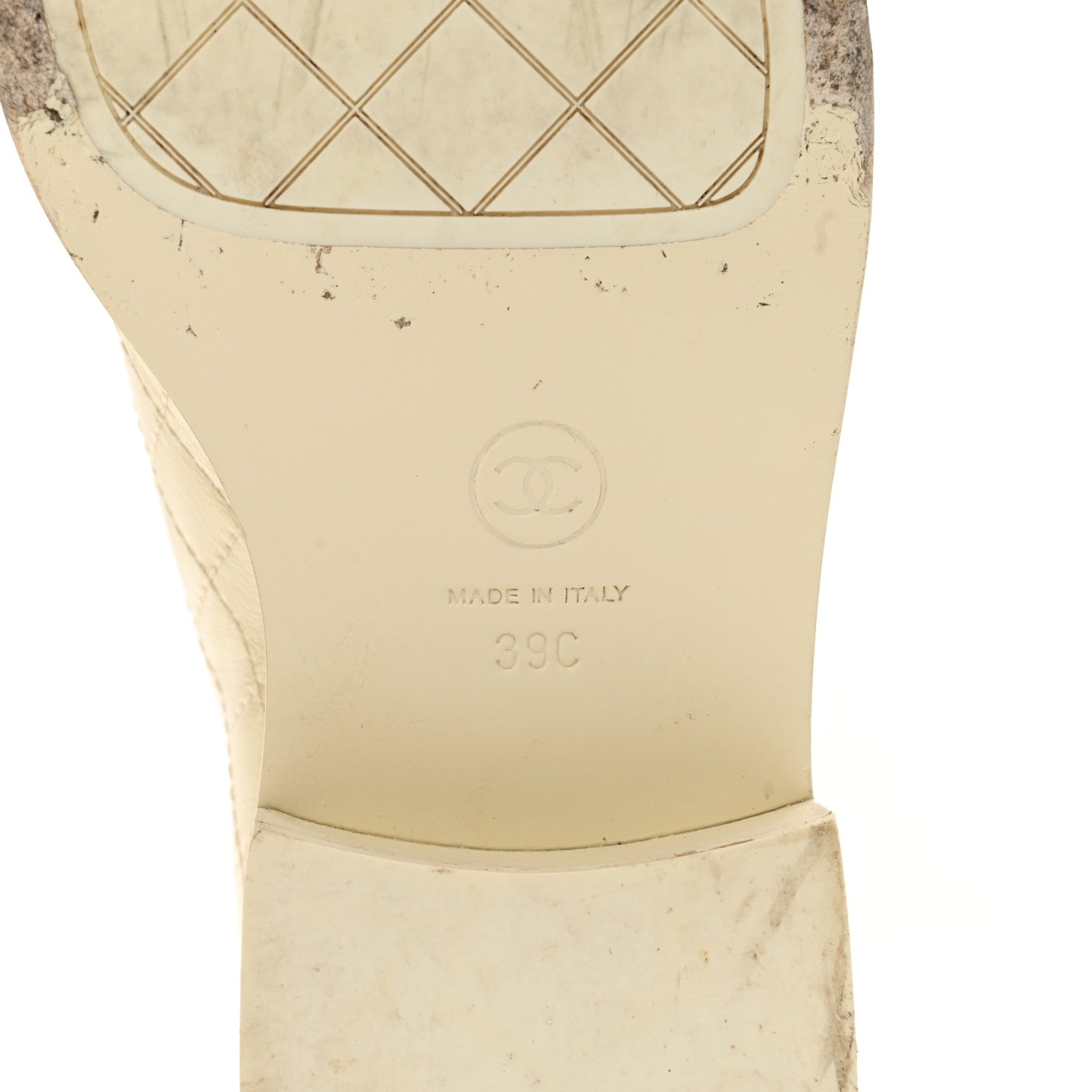 Chanel Calfskin Stitched CC Loafers 39 Ivory 6 of 10