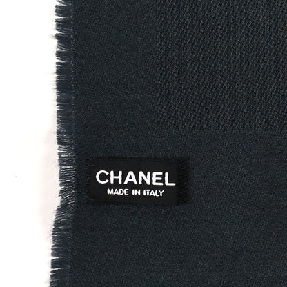 Chanel Cashmere Silk Wool CC Logo Stole Gray 3 of 3