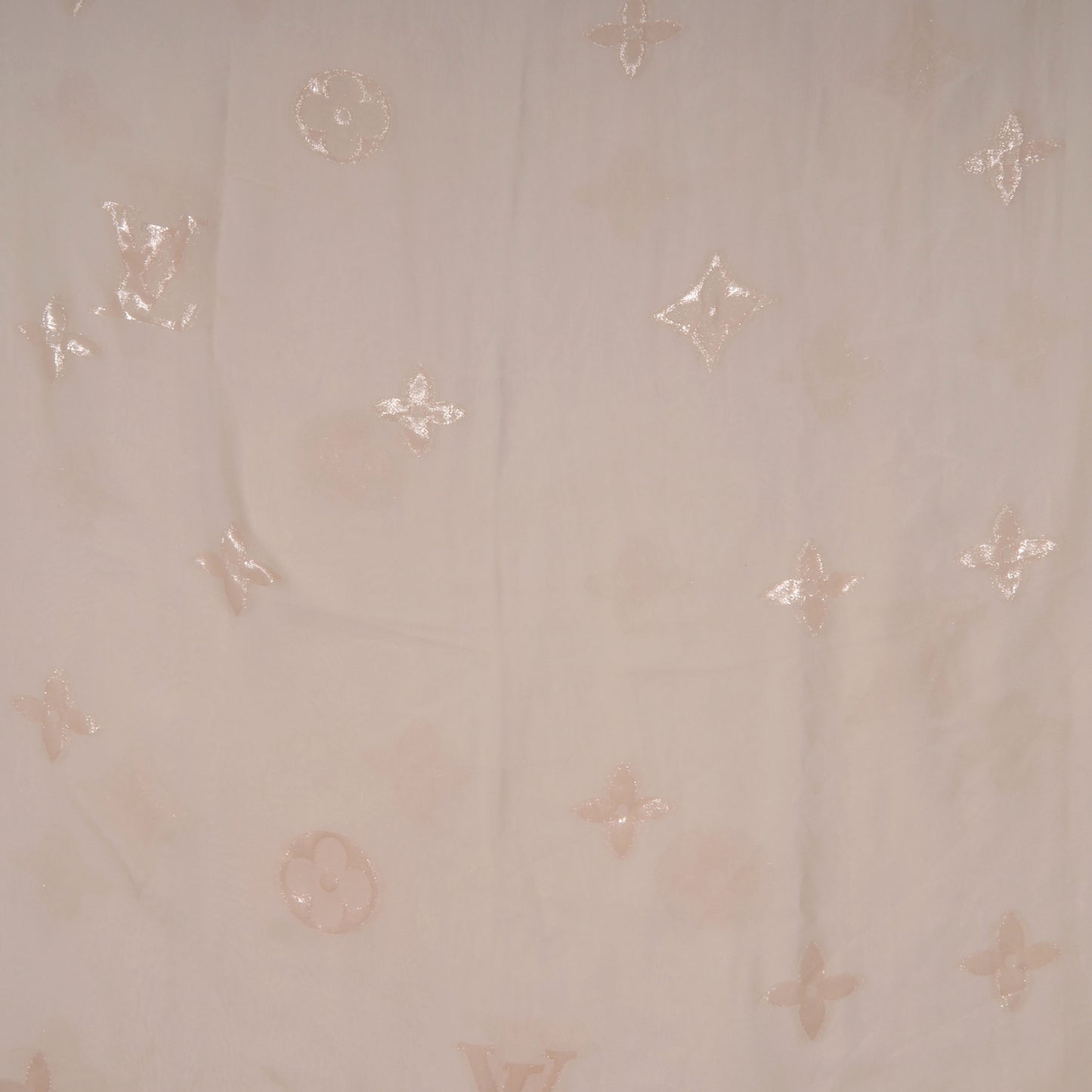 Silk Polyamide Glitter Monogram Stole Beige