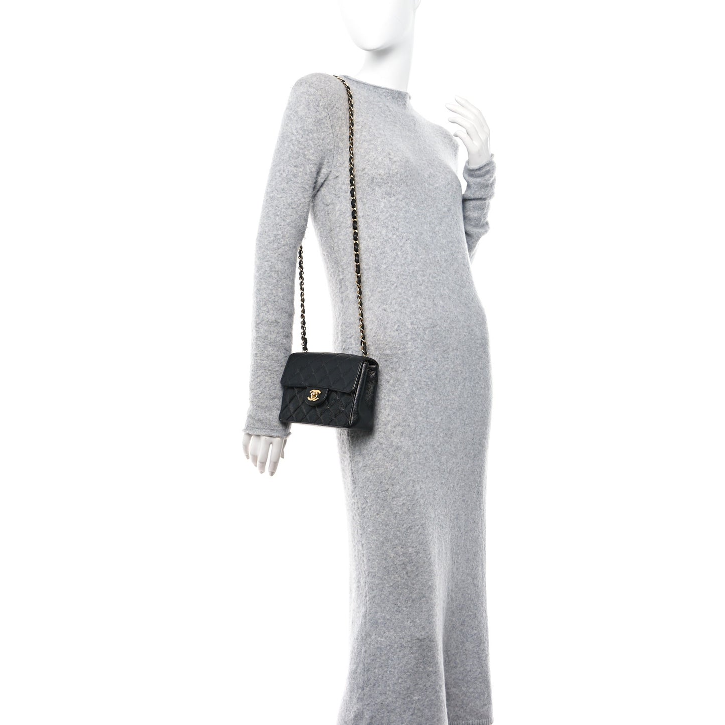 Caviar Quilted Mini Square Flap Black