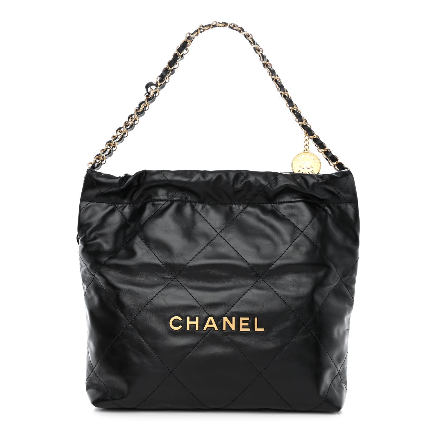 Chanel Shiny Calfskin Quilted Small Chanel 22 Black 3 of 12