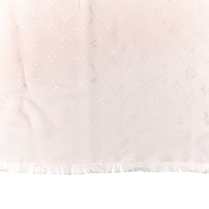 Louis Vuitton Wool Silk Monogram Denim Shawl Pearl Grey 2 of 4