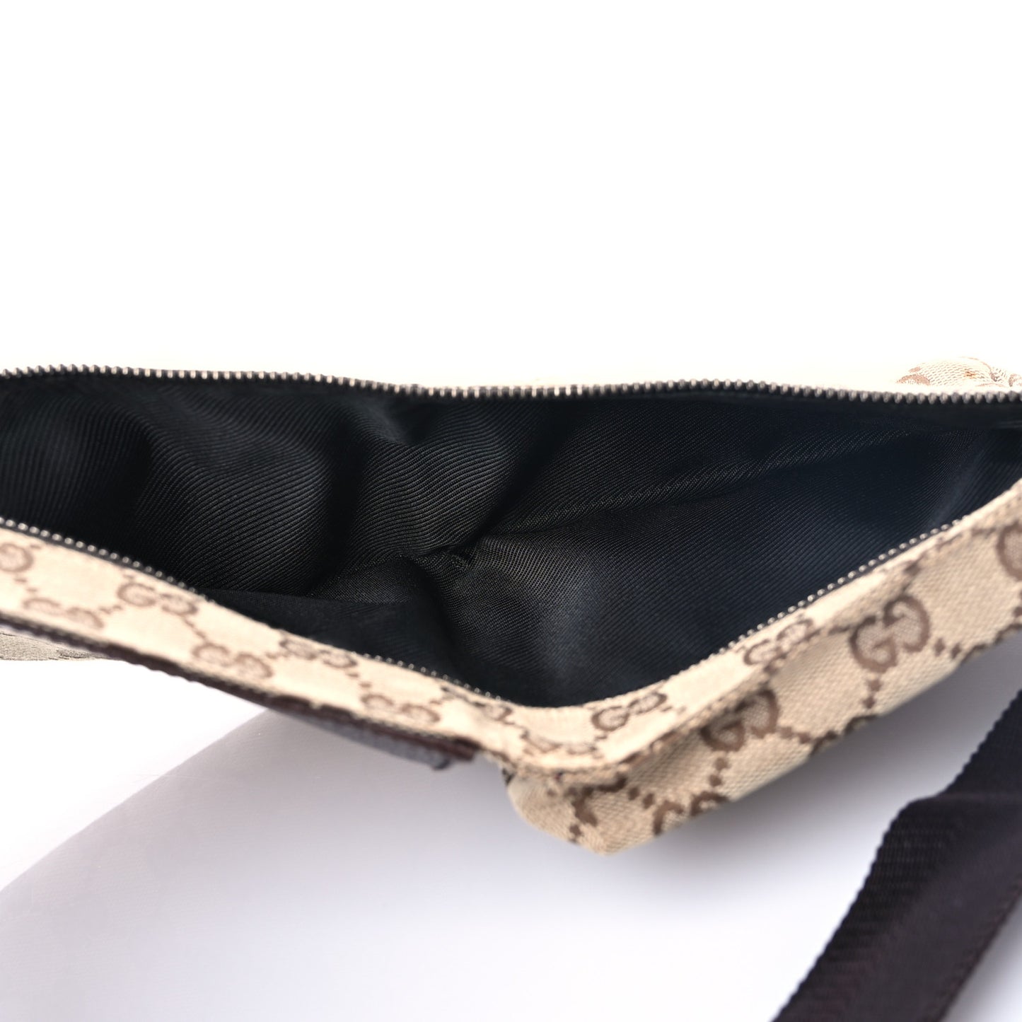 GG Monogram Double Pocket Belt Bag Dark Brown
