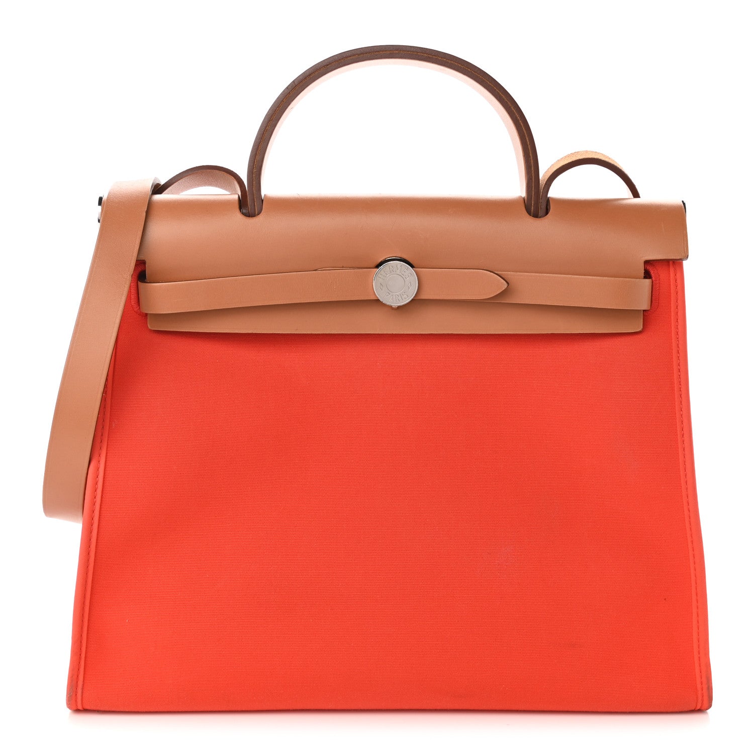 Hermes Vache Hunter Toile Herbag Zip 31 PM Capucine Fauve 3 of 12