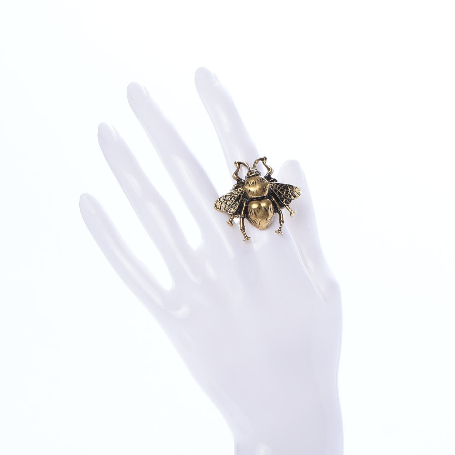 Gucci Metal Enamel Bee Ring 5 Aged Gold 2 of 5