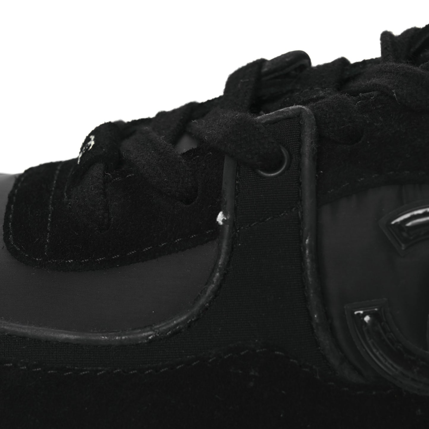 Fabric Calfskin Suede CC Sneakers 38.5 Black
