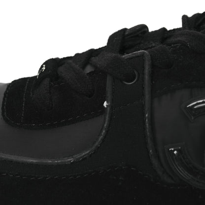 Chanel Fabric Calfskin Suede CC Sneakers 38.5 Black 10 of 12