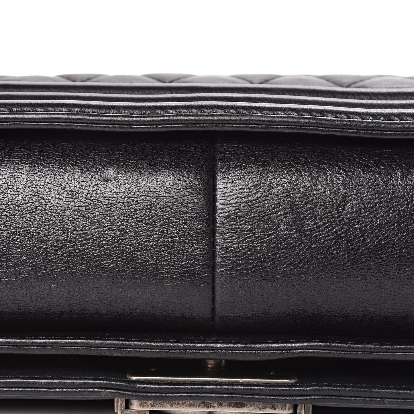 Calfskin Quilted Large Boy Flap Black