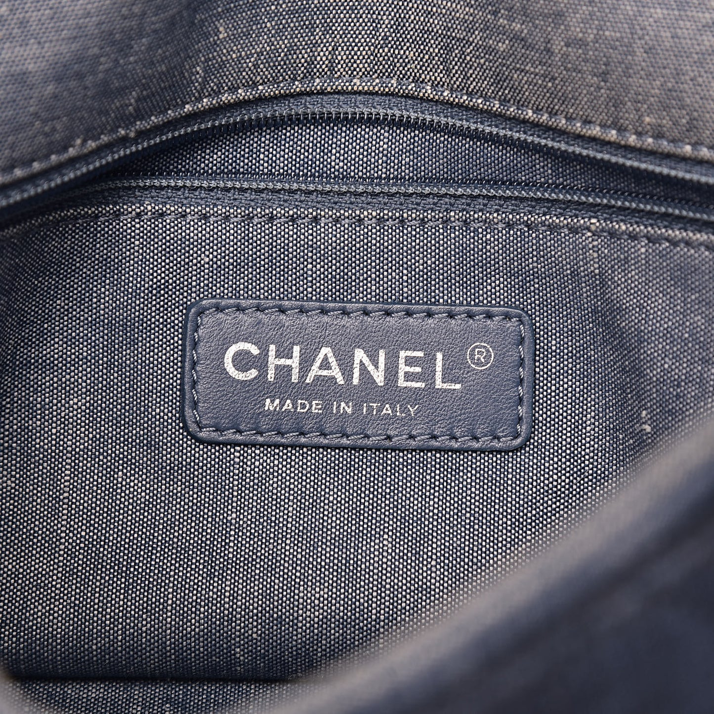 Denim Quilted Small Medallion Flap Blue