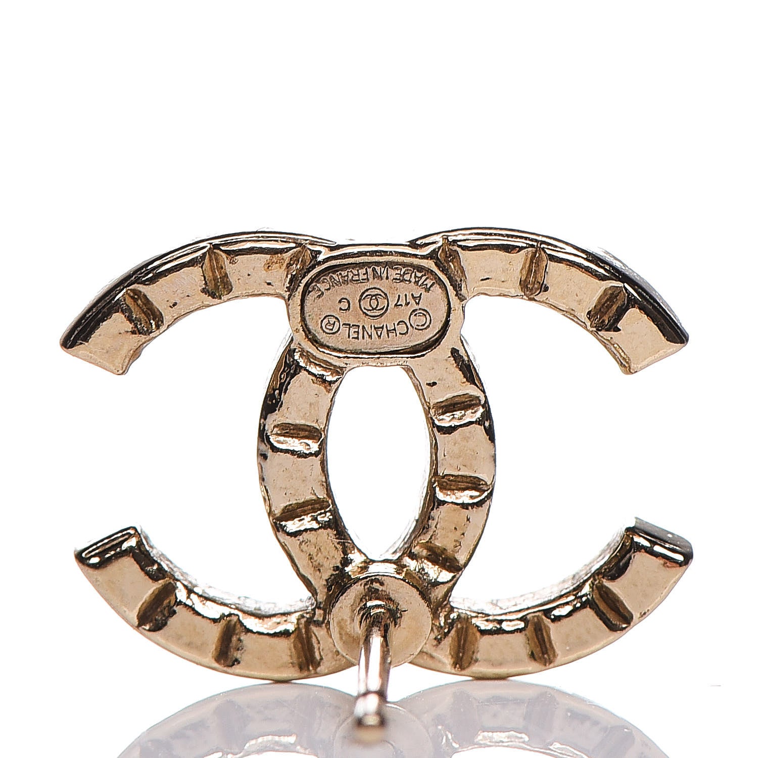 Chanel Studded CC Earrings Gold 4 of 5