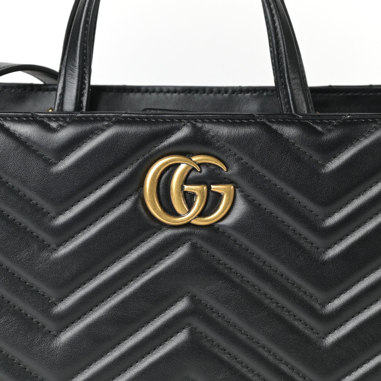 Calfskin Matelasse Small GG Marmont Tote Black