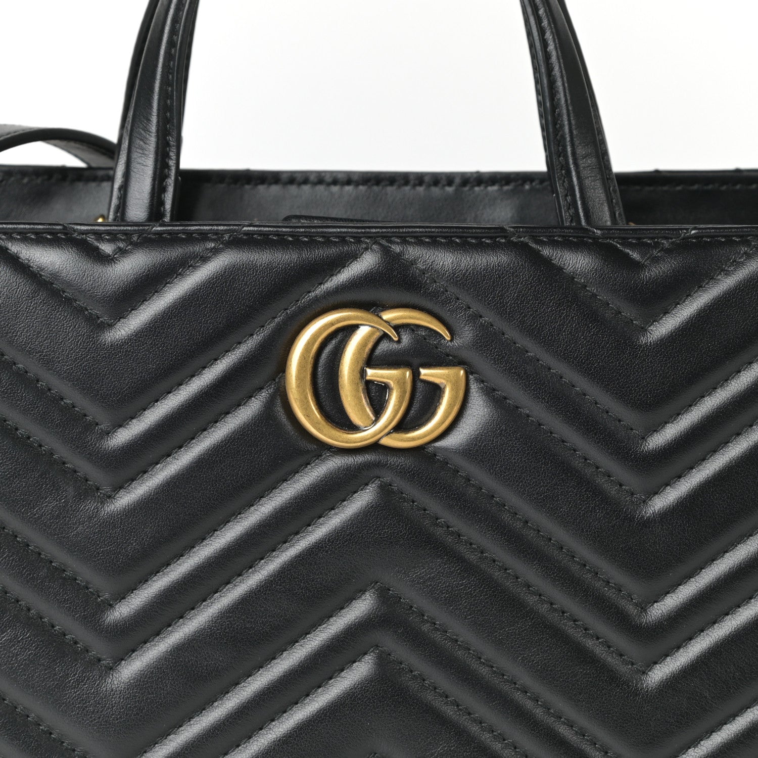 Gucci Calfskin Matelasse Small GG Marmont Tote Black 7 of 9