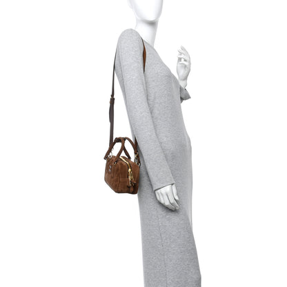 Miu Miu Suede Padded Regular Arcadie Top Handle Bag Cacao 2 of 9