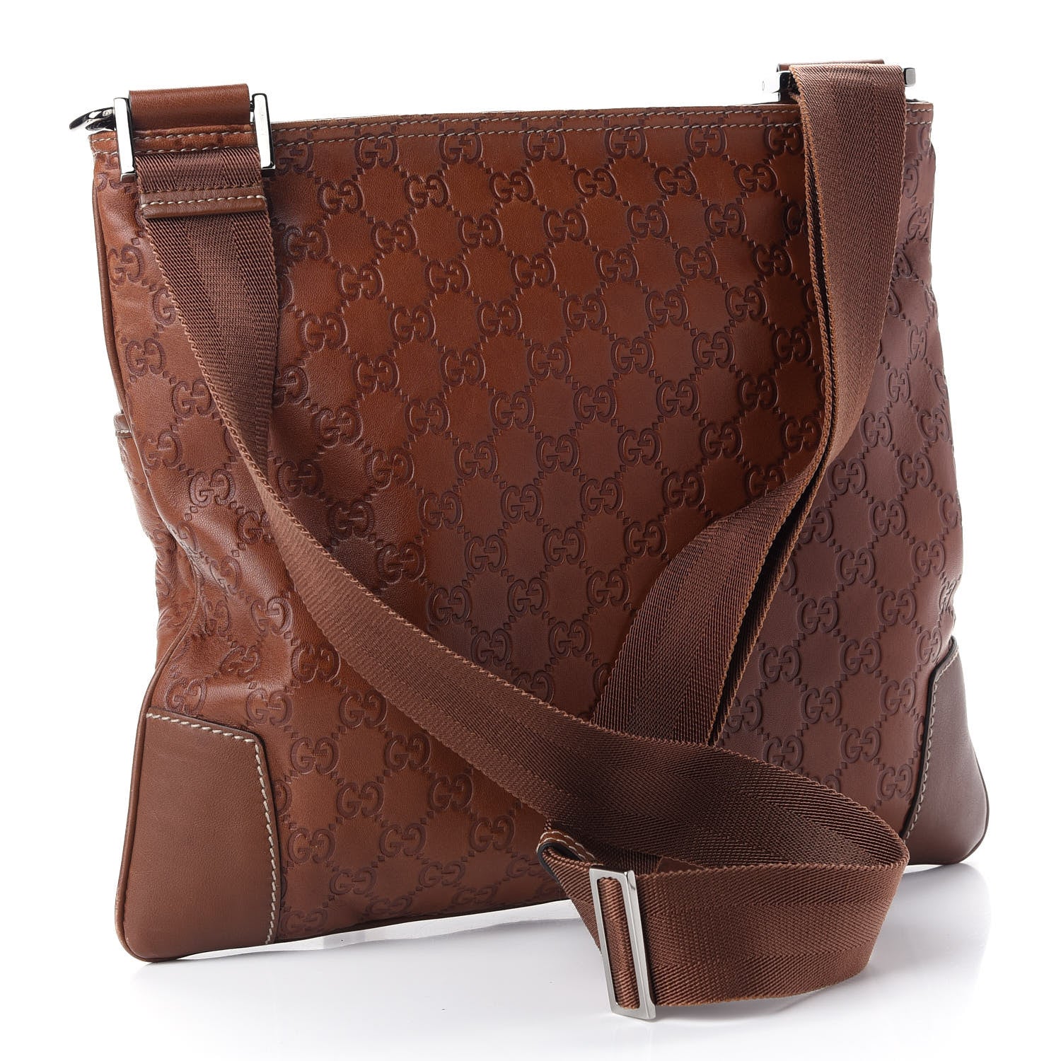 Gucci Guccissima Flat Messenger Bag Brown 3 of 9