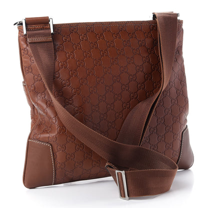 Gucci Guccissima Flat Messenger Bag Brown 3 of 9