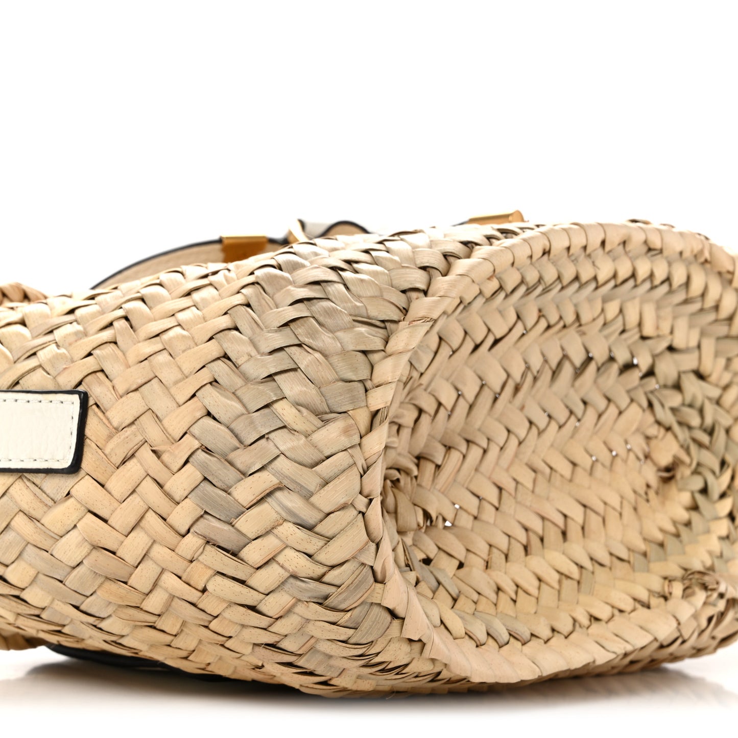 Raffia Calfskin Marcie Basket White