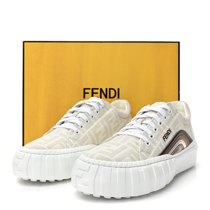 Fendi Fabric Jacquard FF Rainbow Womens Fendi Force Low-Top Sneakers 40.5 Avorio 10 of 10