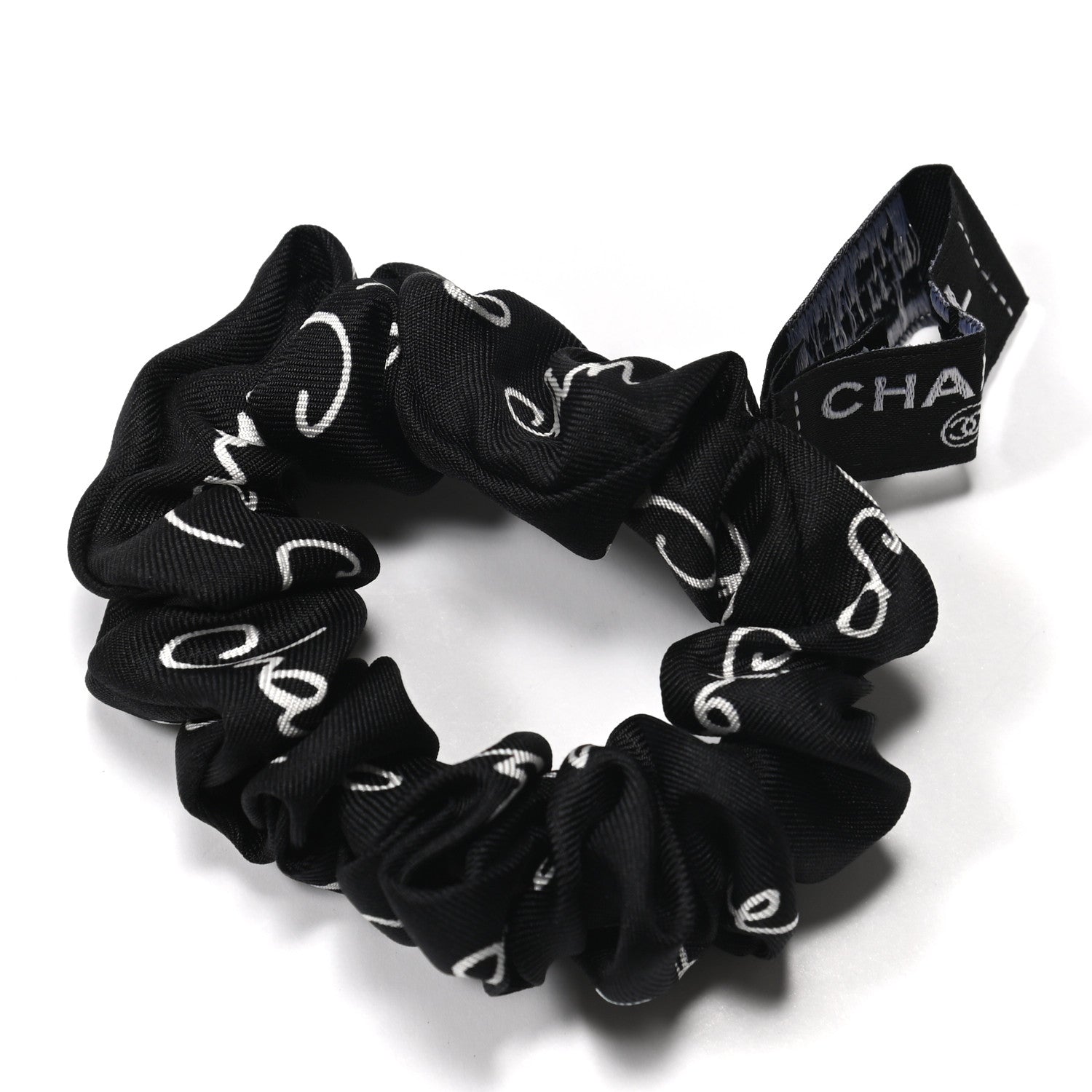 Chanel Silk CC Twilly Hair Tie Black White 3 of 6