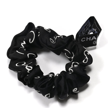Chanel Silk CC Twilly Hair Tie Black White 3 of 6